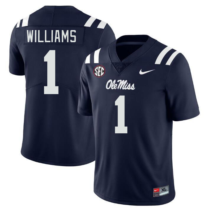 Ole Miss Rebels #1 Ayden Williams College Football Jerseys Stitched Sale-Navy